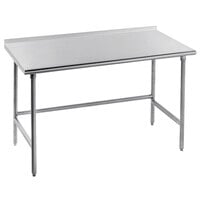 Advance Tabco TSFG-245 24 inch x 60 inch 16 Gauge Super Saver Commercial Work Table with 1 1/2 inch Backsplash