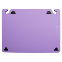 San Jamar CBQGSC1824PR QuadGrip™ 24 inch x 18 inch x 1/8 inch Purple Cutting Board with Smart Check Visual Indicator Refill - 2/Pack