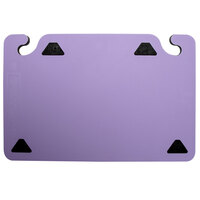 San Jamar CBQGSC1218PR QuadGrip™ 18 inch x 12 inch x 1/8 inch Purple Cutting Board with Smart Check Visual Indicator Refill   - 2/Pack