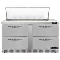 Continental Refrigerator SW60N18M-FB-D 60" 4 Drawer Mighty Top Front Breathing Refrigerated Sandwich Prep Table