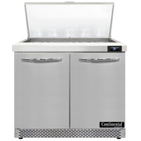 Continental Refrigerator SW36-N-15M-FB 36 inch 2 Door Mighty Top Front Breathing Refrigerated Sandwich Prep Table