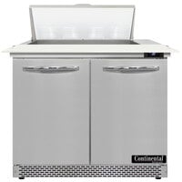 Continental Refrigerator SW36-N-8C-FB 36 inch 2 Door Cutting Top Front Breathing Refrigerated Sandwich Prep Table