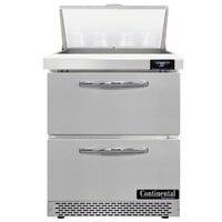 Continental Refrigerator SW27-N-8-FB-D 27 inch 2 Drawer Front Breathing Refrigerated Sandwich Prep Table