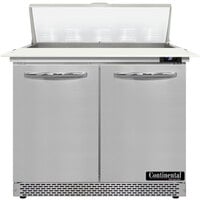 Continental Refrigerator SW36-N-10C-FB 36 inch 2 Door Cutting Top Front Breathing Refrigerated Sandwich Prep Table