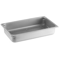 Choice Full Size 4" Deep Anti-Jam Stainless Steel Steam Table Pan / Hotel Pan with Footed Cooling Rack / Pan Grate - 24 Gauge