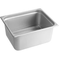 Choice 1/2 Size 6 inch Deep Anti-Jam Stainless Steel Steam Table Pan / Hotel Pan with Footed Pan Grate - Gauge 24