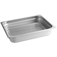 Choice 1/2 Size 2 1/2" Deep Anti-Jam Stainless Steel Steam Table Pan / Hotel Pan with Footed Cooling Rack / Pan Grate - 24 Gauge