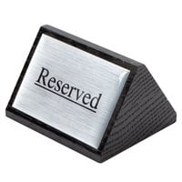 American Metalcraft SIGNR6 Black Wood "Reserved" Sign - Double-Sided