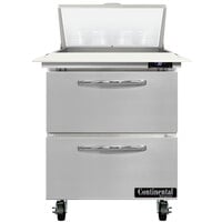 Continental Refrigerator SW27-N-8C-D 27 inch 2 Drawer Cutting Top Refrigerated Sandwich Prep Table