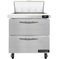Continental Refrigerator SW32-N-8-D 32 inch 2 Drawer Refrigerated Sandwich Prep Table