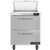Continental Refrigerator SW27-N-8-D 27 inch 2 Drawer Refrigerated Sandwich Prep Table