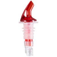 Tablecraft 149A 1.25 oz. Red Spout / Clear Tail Measured Liquor Pourer without Collar   - 12/Pack