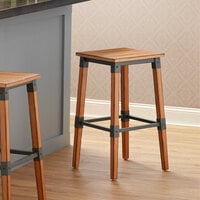 Lancaster Table & Seating Rustic Industrial Backless Bar Stool with Antique Natural Wood Finish