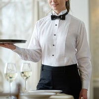 Henry Segal Women's Customizable White Tuxedo Shirt with Wing Tip Collar - 4
