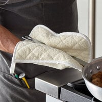 AVACRAFT Oven Mitts Pair, Flexible, 100% Cotton with Unique Heat Resistant Food Grade Silicone, Thick Terry Cloth Interior, 500 F Heat Resistant