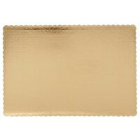 25 inch x 18 inch Gold Laminated Rectangular Full Sheet Cake Pad - 50/Bundle
