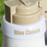 Tablecraft CB1 Imprinted White Plastic Bleu Cheese Salad Dressing Dispenser Collar with Beige Lettering