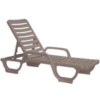 Grosfillex 44031081 Bahia French Taupe Stacking Adjustable Resin Chaise   - 6/Pack