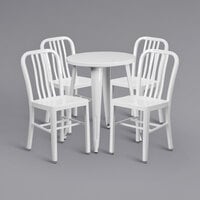 Flash Furniture CH-51080TH-4-18VRT-WH-GG 24 inch Round White Metal Indoor / Outdoor Table with 4 Vertical Slat Back Chairs