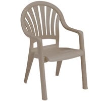 Grosfillex 49092181 Pacific French Taupe Fanback Stacking Resin Armchair   - 16/Case