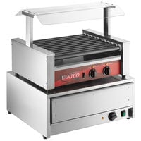 Avantco 30 Hot Dog Non-Stick Roller Grill with Pass-Through Canopy and 32 Bun Warmer
