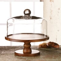 The Jay Companies American Atelier 9 inch Madera Wood Cake Stand with Glass Dome Cover