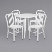 Flash Furniture CH-51090TH-4-18VRT-WH-GG 30 inch Round White Metal Indoor / Outdoor Table with 4 Vertical Slat Back Chairs