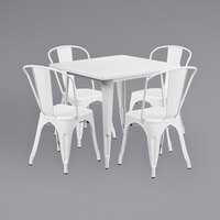 Flash Furniture ET-CT002-4-30-WH-GG 31 1/2" Square White Metal Indoor / Outdoor Table with 4 Cafe Chairs