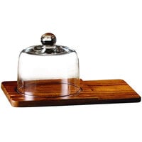 The Jay Companies American Atelier 12 inch x 7 15/16 inch x 6 3/16 inch Madera Wood Cheese Board with Glass Dome Cover