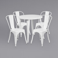 Flash Furniture CH-51090TH-4-18CAFE-WH-GG 30" Round White Metal Indoor / Outdoor Table with 4 Cafe Chairs