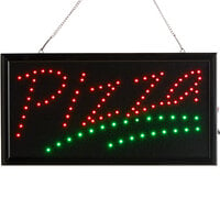 Choice 19 inch x 10 inch LED Rectangular Red and Green Pizza Sign with Two Display Modes