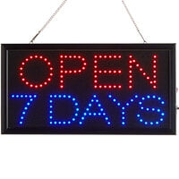 Choice 19 inch x 10 inch LED Rectangular Open 7 Days Sign with Two Display Modes
