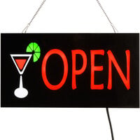 Choice 19" x 10" LED Solid Rectangular Cocktail Open Sign with Two Display Modes