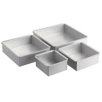 Ateco 3 inch Deep Aluminum Square Straight-Sided Cake Pan Set - 6 inch, 8 inch, 10 inch, 12 inch
