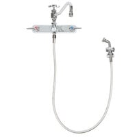 T&S B-1157 Wall Mounted Workboard Faucet with Spray Valve and 8 inch Centers - 8 inch Swing Nozzle