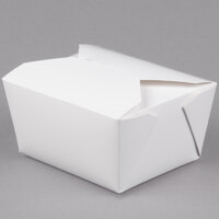 Fold-Pak 01BPWHITEM Bio-Pak 5" x 4" x 3" White Microwavable Paper #1 Take-Out Containers - 450/Case