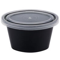Newspring YE501-B ELLIPSO 1 oz. Black Oval Souffle / Portion Cup with Clear Lid - 1000/Case