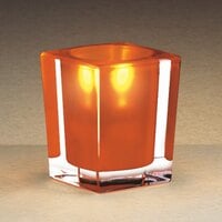 Sterno 80240 3 3/4 inch Orange Frost and Clear Square Liquid Candle Holder