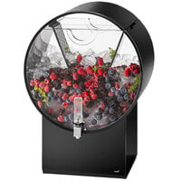 Rosseto LD183 Lucid 5 Gallon Black Acrylic Barrel Beverage Dispenser with Infusion Chamber