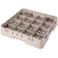 Cambro 16S1214184 Camrack 12 5/8 inch High Customizable Beige 16 Compartment Glass Rack