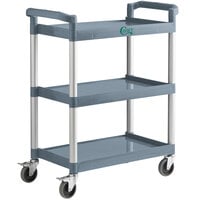 Choice Gray Utility / Bussing Cart with Three Shelves - 32 inch x 16 inch