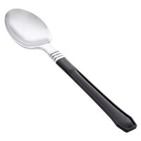 WNA Comet HRFTS480BK Reflections Duet 6 1/2 inch Stainless Steel Look Heavy Weight Plastic Teaspoon with Black Handle - 480/Case