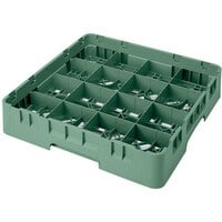 Cambro 16S318119 Camrack 3 5/8 inch High Customizable Sherwood Green 16 Compartment Glass Rack