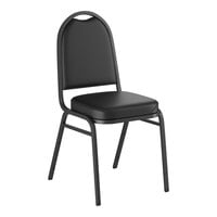 Lancaster Table & Seating Black Stackable Banquet Chair with 2" Padded Seat and Silver Vein Frame