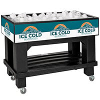 IRP Black Texas Icer 3101509 Insulated Ice Bin / Merchandiser with Shelf and Drain 48" x 24" 140 Qt.