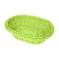 GET WB-1503-G Designer Polyweave 9" x 6 3/4" x 2 1/2" Green Oval Plastic Basket - 12/Case