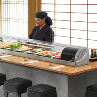 Hoshizaki HNC-210BA-R-SLH Curved Glass Refrigerated Sushi Display Case 83 inch - Right Side Compressor