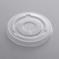 Choice 5 oz., 7 oz., 10 oz. Clear PET Flat Lid with No Straw Slot - 50/Pack