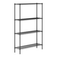 Regency 14" x 48" NSF Black Epoxy 4-Shelf Kit with 74" Posts