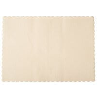 Hoffmaster 310522 10" x 14" Ecru / Ivory Colored Paper Placemat with Scalloped Edge - 1000/Case